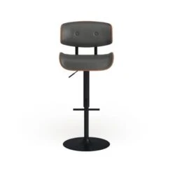 Carson Carrington Leksand Mid-Century Modern Adjustable Bar Stool With Walnut Wood Accents - Teal Noise Fabric -Elegance Barware ff181801 6609 42ee b39b a1bab62625aa