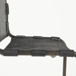 Berbick Black Genuine Leather W/Dark Grey Frame Counter Stool - Single - Dark Brown - Counter Height -Elegance Barware ff23fba2 bfc9 4daa 9c44 fa7fb4a739c7